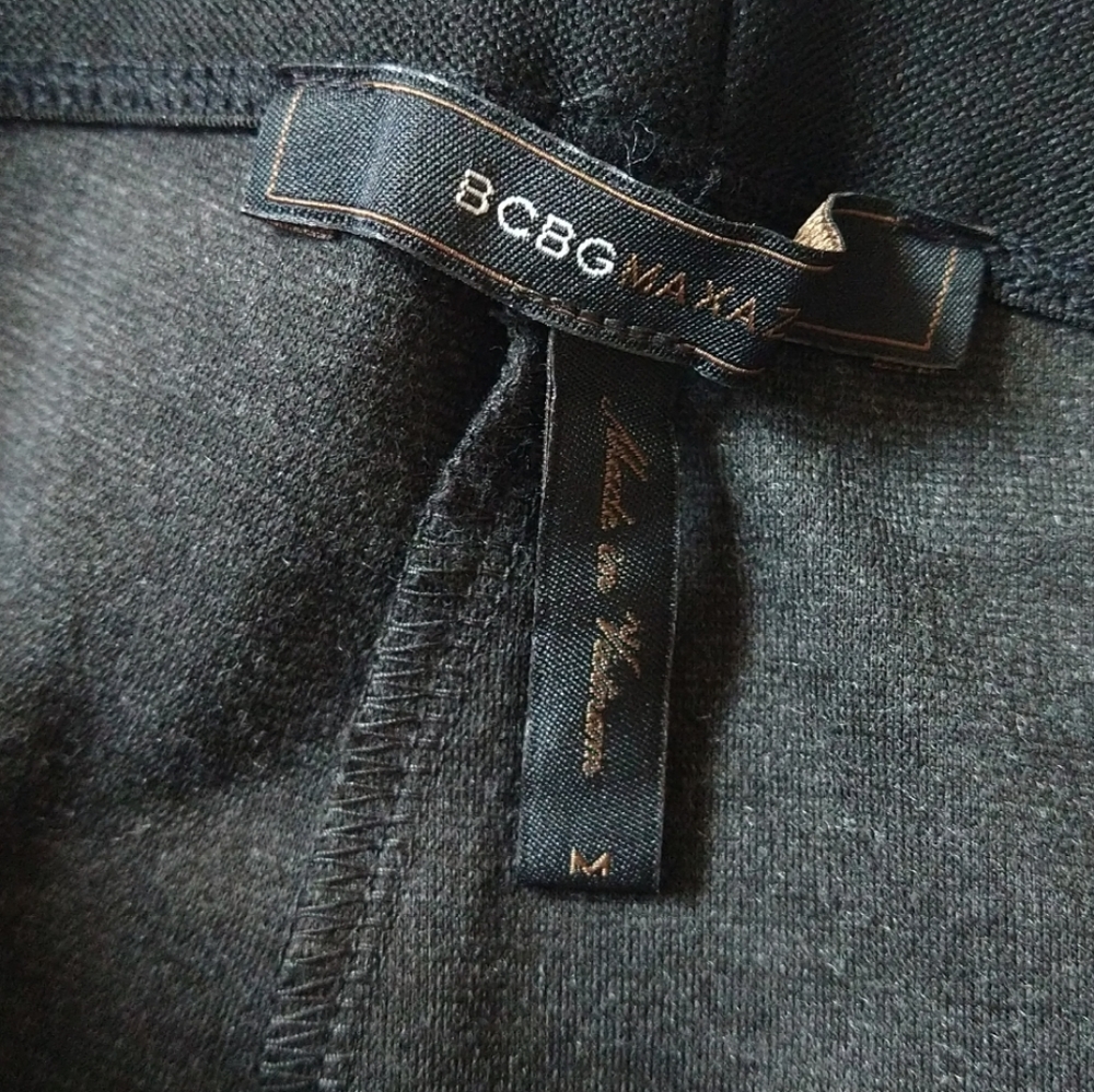 BCBGmaxzria Gray Pullover Skinny Jeggings Pants Wide Black Panels At Side Medium - Picture 15 of 16